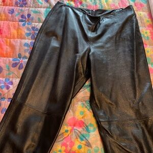 B&J vintage Black leather straight leg pants size 10
